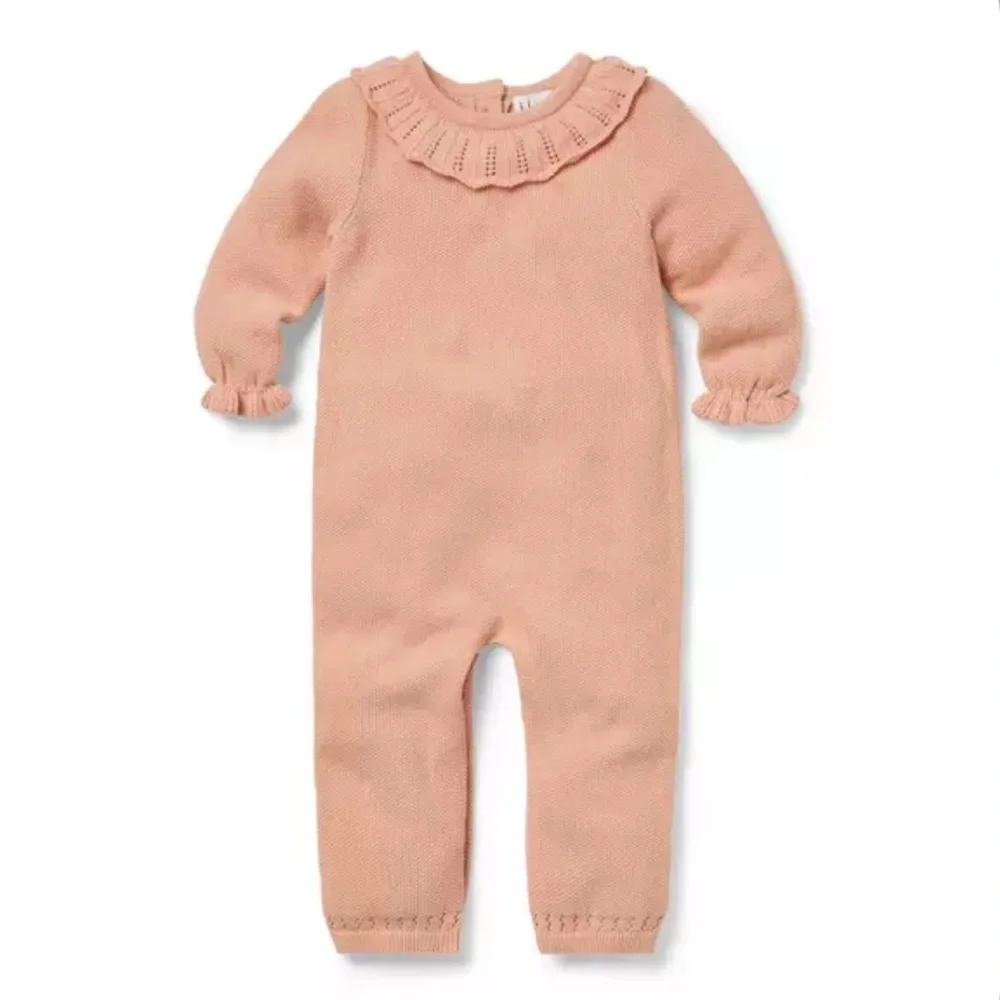 Janie & Jack Baby Ruffle Collar One-Piece Peach Pink Color Size 6-12 Months